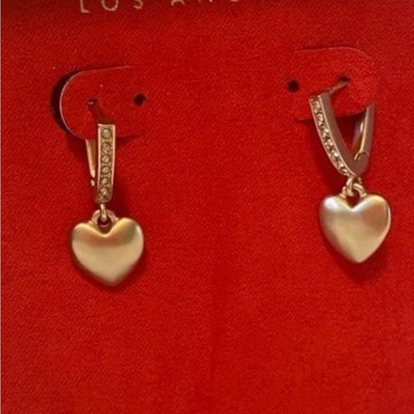 Lucky Brand Matte Gold Heart Drop Earrings - Picture 2 of 2